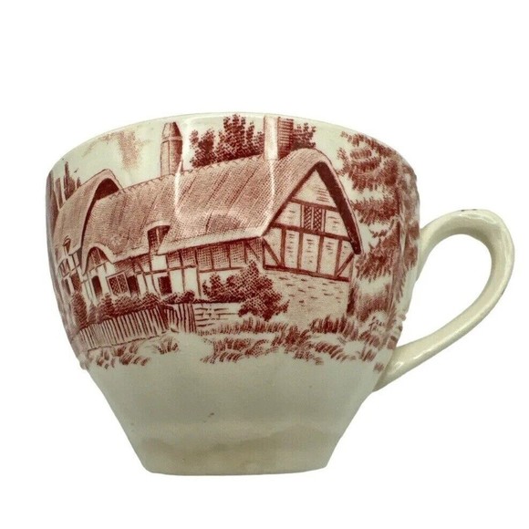 Vintage J&G Meakin England‎ Red/Pink Tea Cups 4 1/2" - Picture 1 of 7
